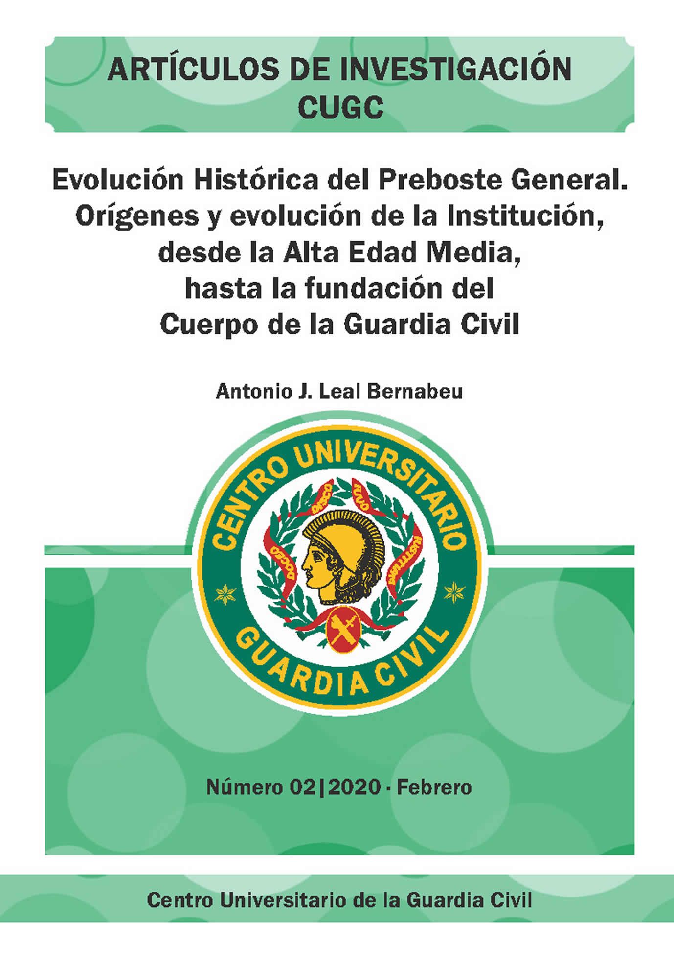 Portada de Evolución Histórica del Preboste General. Orígenes y evolución de la Institución, desde la Alta Edad Media, hasta la fundación del Cuerpo de la Guardia Civil