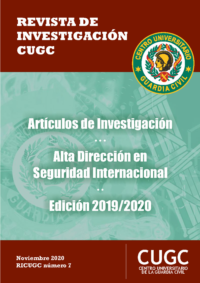Portada de 7ª Revista de Investigación CUGC, Alta Dirección en Seguridad Internacional. Noviembre 2020