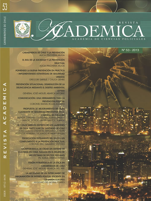 Portada de Revista académica. Academia de Ciencias policiales de Chile