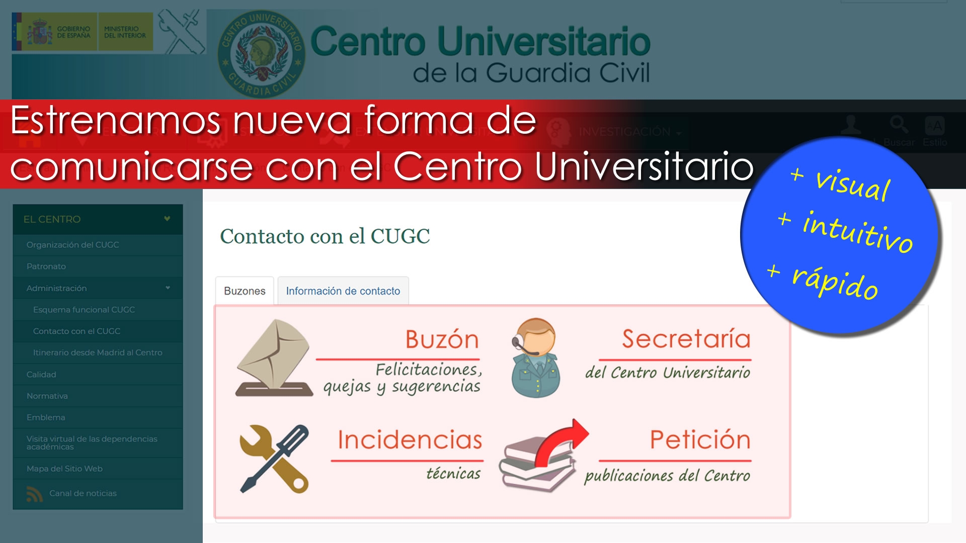 Nueva forma de comunicarse con el Centro Universitario de la Guardia Civil