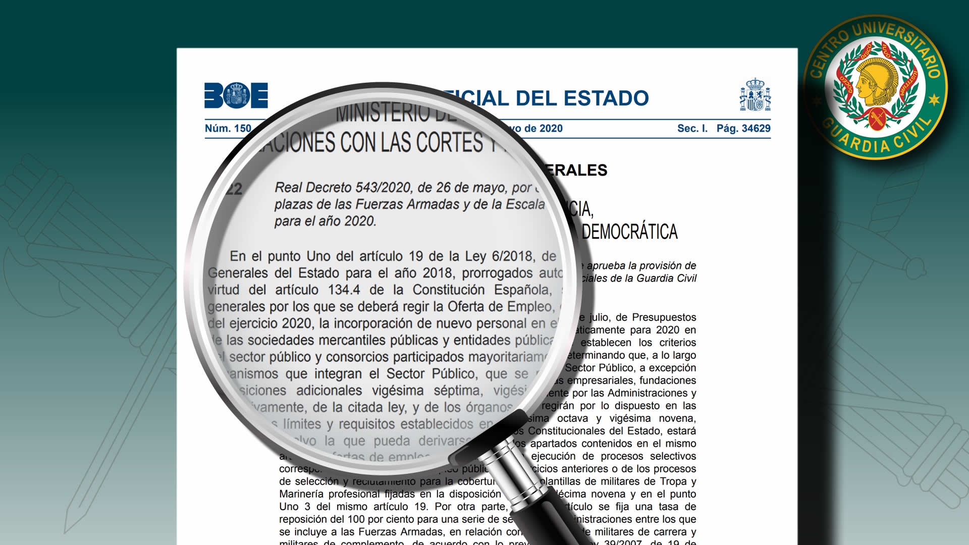 Aprobada la provisión de 65 plazas para la Escala de Oficiales de la Guardia Civil para el año 2020